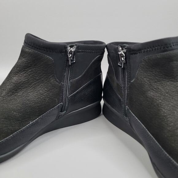 Nurture Women's Booties Boot Black Ankle Wedge Strch Zip Leather 6.5 M Read - Picture 6 of 11